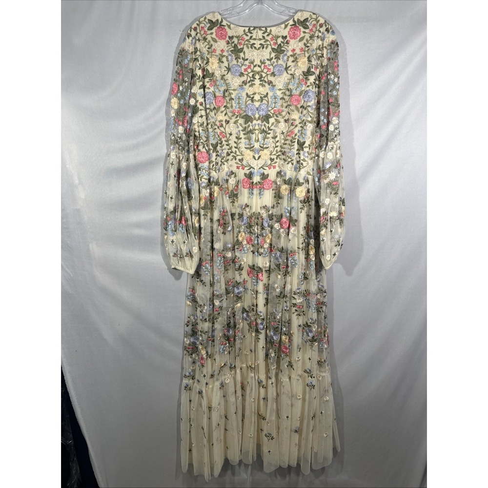 NWT Mac Duggal [ 24 ] 35161 Floral Embroidered Blouson Sleeve‎ Gown Ivory #S1967 - Picture 12 of 16